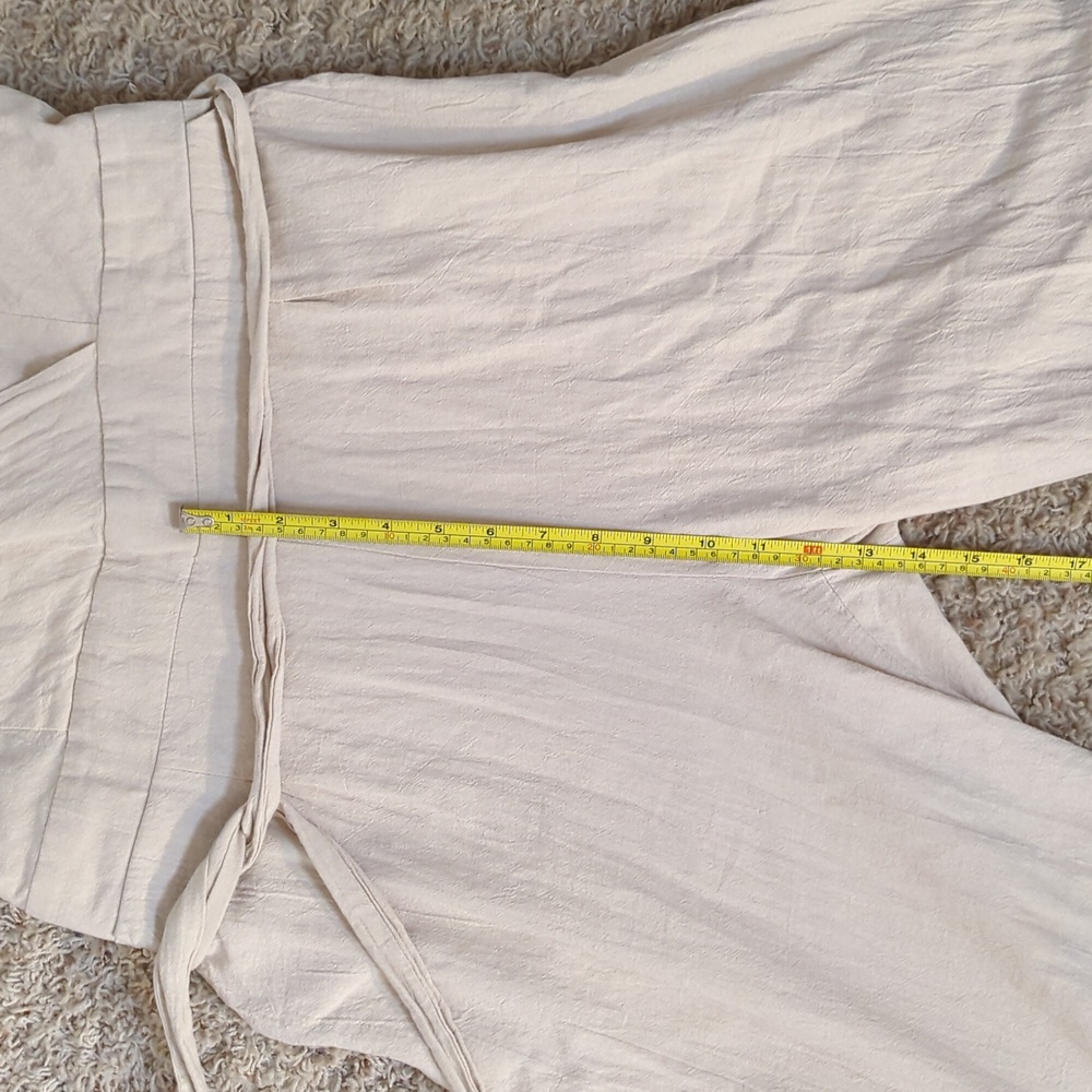 Emery Rose Cotton Cream Jumpsuit - Women's Size XL Lightweight Short Sleeve - Picture 13 of 14